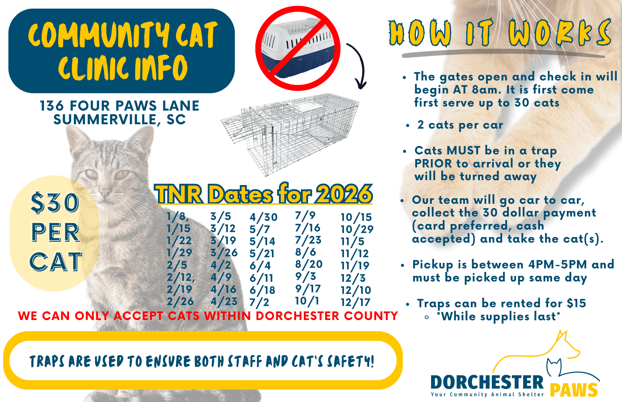 TNR Community Cat Clinic 2026 | Dorchester Paws